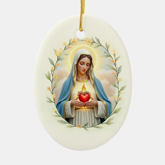 Immaculate Heart of Mary God's Peace and Blessings Keramik Ornament (Vorne)