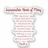 Immaculate Heart Prayer Vinyl Sticker (Vorderseite)