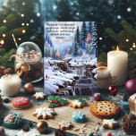 Immanuel Bible Verse Winter Wald Wasserfälle Feiertagspostkarte<br><div class="desc">Frostiges Winterwaldgebiet mit scheußlichen Wasserfällen. Schrift Vers von Jesaja in der König James Heiligen Bibel: Jesaja 7:14 - "Darum wird der Herr selbst euch ein Zeichen geben; Siehe,  eine Jungfrau wird ersinnen und einen Sohn haben und wird seinen Namen Immanuel nennen".</div>