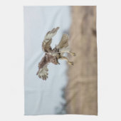 Immature Red Tail Hawk Hovering Küchentuch (Vertikal)