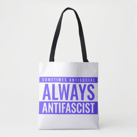 Immer antifaschistische Tote Bag - Blauer Text fet Tasche (Vorderseite)