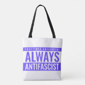 Immer antifaschistische Tote Bag - Blauer Text fet Tasche (Rückseite)