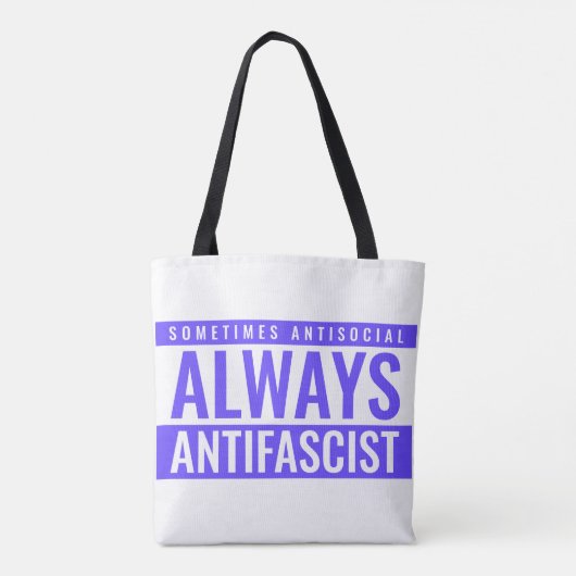 Immer antifaschistische Tote Bag - Blauer Text fet Tasche (Rückseite)