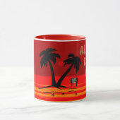 Immer Beach Bound! Blazing Sunset Tasse (Zentrum)