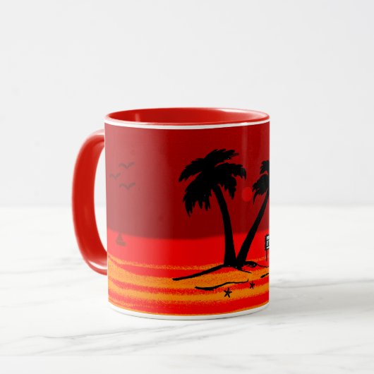 Immer Beach Bound! Blazing Sunset Tasse (Vorderseite Links)