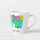 Immer bereit zum Strick, farbenfrohe Schafe. Dein  Milchtasse (Rechts)