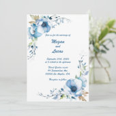 Immer blau: Personalisierte Einladung zur Hochzeit (Stehend Vorderseite)