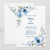 Immer blau: Personalisierte Einladung zur Hochzeit (Vorne/Hinten)