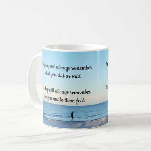 "Immer denken" Kaffeetasse (Vorderseite Links)
