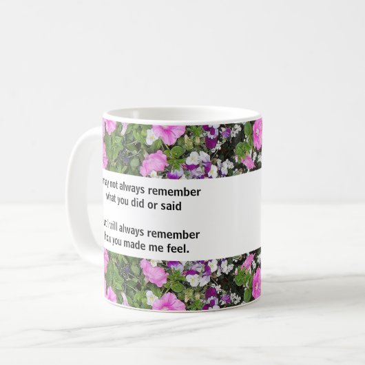 "Immer denken" Kaffeetasse (Vorderseite Links)