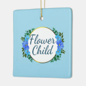 Immer eine Blume Kinderblau botanische Blüte Keramikornament (Links)