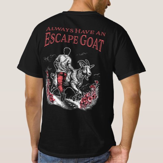 Immer eine Escape-Ziege (rot) vorn und hinten habe T-Shirt (Rückseite)