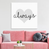 Immer einfaches modernes Herz Schwarz-weiß Leinwanddruck (Insitu (Wohnzimmer))