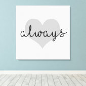 Immer einfaches modernes Herz Schwarz-weiß Leinwanddruck (Insitu (Holzboden))