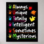 Immer einzigartiges Autismus-Bewusstsein völlig in Poster (Vorne)