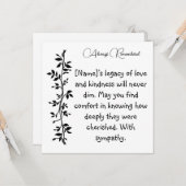 Immer erinnerte Condolences-Karte Karte (Vorderseite/Rückseite Beispiel)