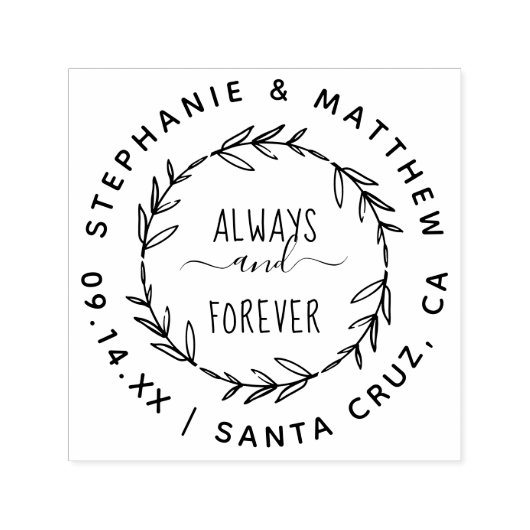 Immer & Ewig | Rustikale Blätter & Individuelle Sc Permastempel (Design)