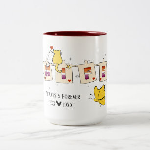 Immer & Ewig Sunset Lesbenflagge Ehefrau Zweifarbige Tasse