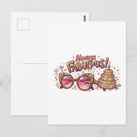 Immer Fabulöser Glitter-Geburtstag Postkarte (Vorne/Hinten)