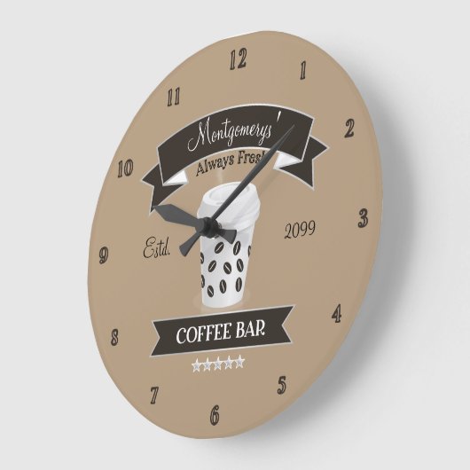 Immer frischer Kaffee Bar Große Wanduhr (Winkel)