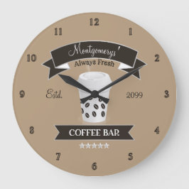 Immer frischer Kaffee Bar Große Wanduhr