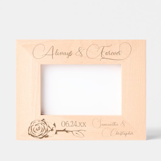 Immer & für immer Elegante Rose Kleine Hochzeit Geätzte Rahmen (Vorderseite)