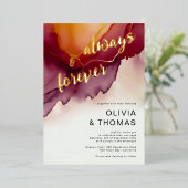 Immer für immer Moderne Burgund Orange Hochzeit im Folieneinladung (Stehend vorne)