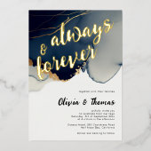 Immer für Navy Blue Modern Boho Beach Hochzeit Folieneinladung (Vorderseite)