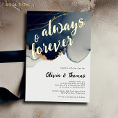 Immer für Navy Blue Modern Boho Beach Hochzeit Folieneinladung