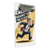 Immer gegen die Uhr laufen Mini Klemmbrett (Schrägansicht)