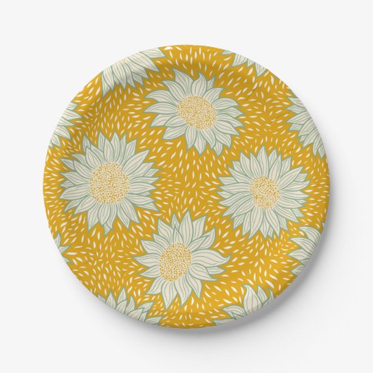 Immer gelb Sonnenblumen Pappteller (Vorderseite)