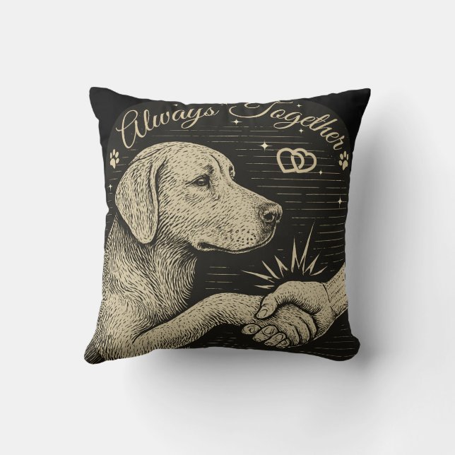 Immer gemeinsam" Vintage Hundefreundschaft Kissen (Rückseite)