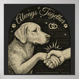 Immer gemeinsam" Vintage Hundefreundschaft Poster