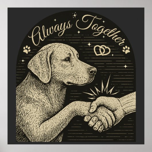 Immer gemeinsam" Vintage Hundefreundschaft Poster (Vorne)