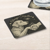 Immer gemeinsam" Vintage Hundefreundschaft Rechteckiger Pappuntersetzer (angewinkelt)
