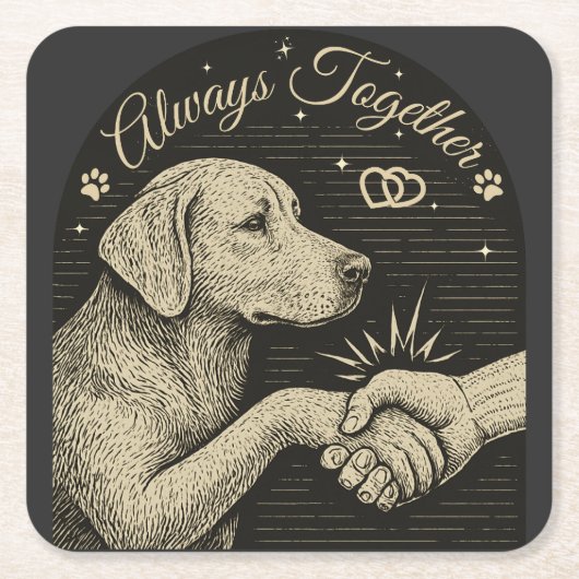 Immer gemeinsam" Vintage Hundefreundschaft Rechteckiger Pappuntersetzer (Vorderseite)