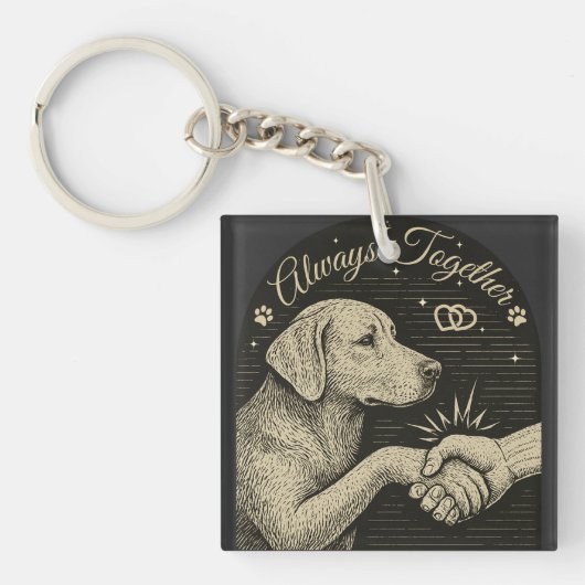 Immer gemeinsam" Vintage Hundefreundschaft Schlüsselanhänger (Vorderseite)