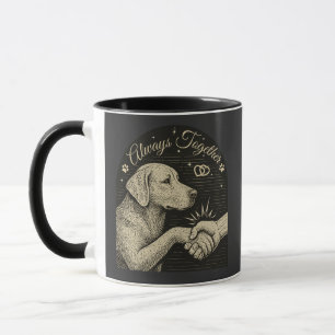 Immer gemeinsam" Vintage Hundefreundschaft Tasse
