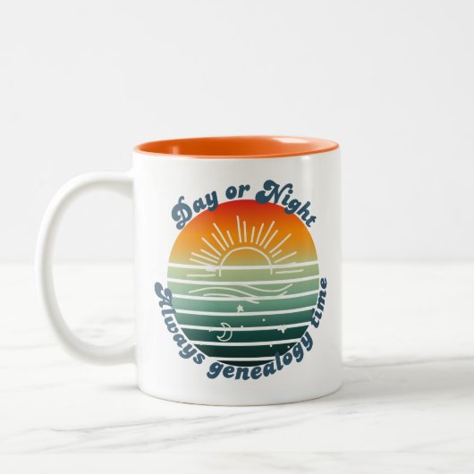 Immer Genealogie-Zeit Zweifarbige Tasse (Links)