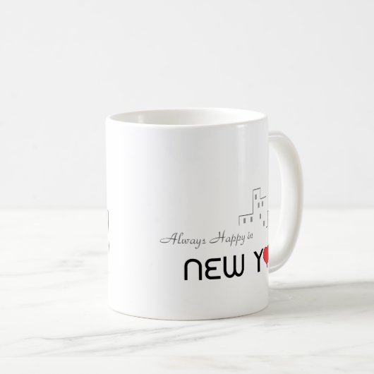Immer glücklich in New York Kaffeetasse (VorderseiteRechts)