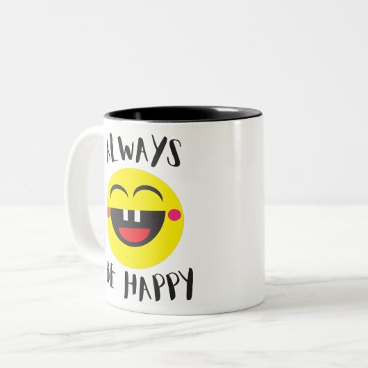 immer glücklich sein zweifarbige tasse (Vorderseite Links)