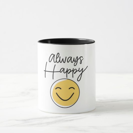 "Immer Glücklich" Zweifarben-Kaffeetasse - Positiv Tasse (Zentrum)