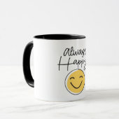 "Immer Glücklich" Zweifarben-Kaffeetasse - Positiv Tasse (Vorderseite Links)
