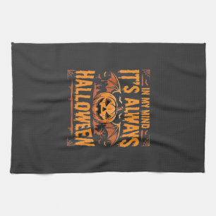 Immer Halloween-Kürbis-Fledermaus-Vektor-Design_1 Geschirrtuch
