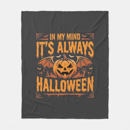 Immer Halloween-Kürbis-Fledermaus-Vektordesign_1 Fleecedecke (Vorderseite)