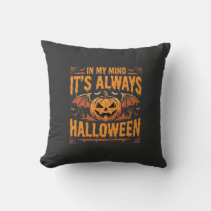 Immer Halloween-Kürbis-Fledermaus-Vektordesign_1 Kissen