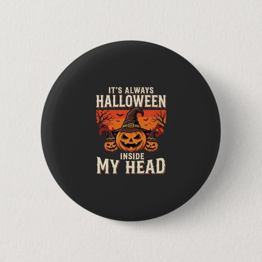 Immer Halloween-Kürbis-Hexen-Design_1 Button (Vorderseite)