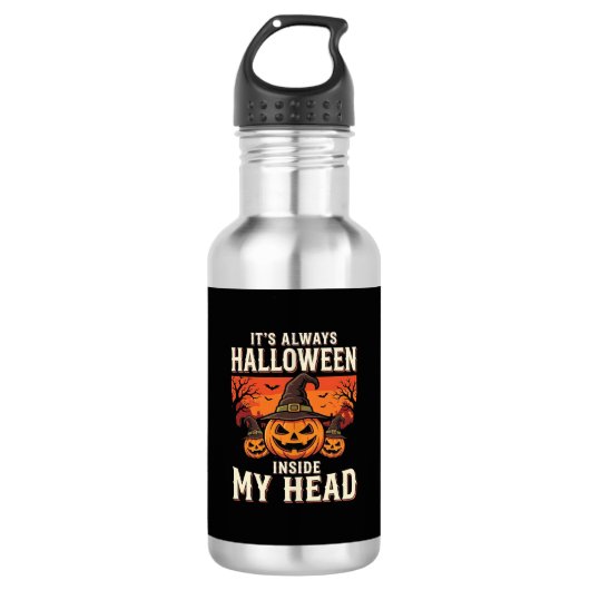 Immer Halloween-Kürbis-Hexen-Design_1 Edelstahlflasche (Vorderseite)