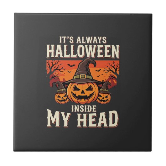 Immer Halloween-Kürbis-Hexen-Design_1 Fliese (Vorderseite)