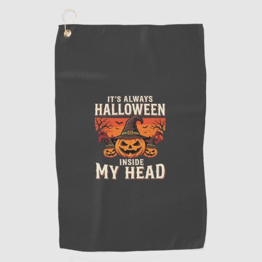 Immer Halloween-Kürbis-Hexen-Design_1 Golfhandtuch (Vorderseite)